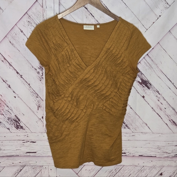 Anthropologie Tops - Anthropologie Deletta Pleatwave Knit Top Golden Mustard